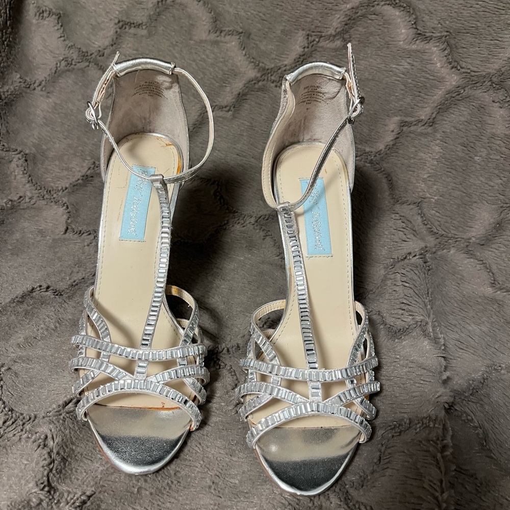 Betsey Johnson Silver Strappy Heels